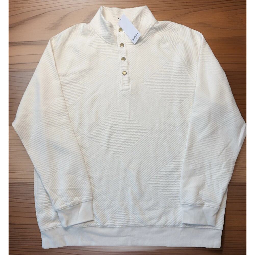 Goodfellow & Co Men’s XL Cream Textured Mock Neck Snap Pullover Sweatshirt NWT